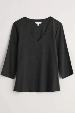Seasalt Cornwall Alighting 3/4 Sleeve V-Neck Jersey Top<Women Tops