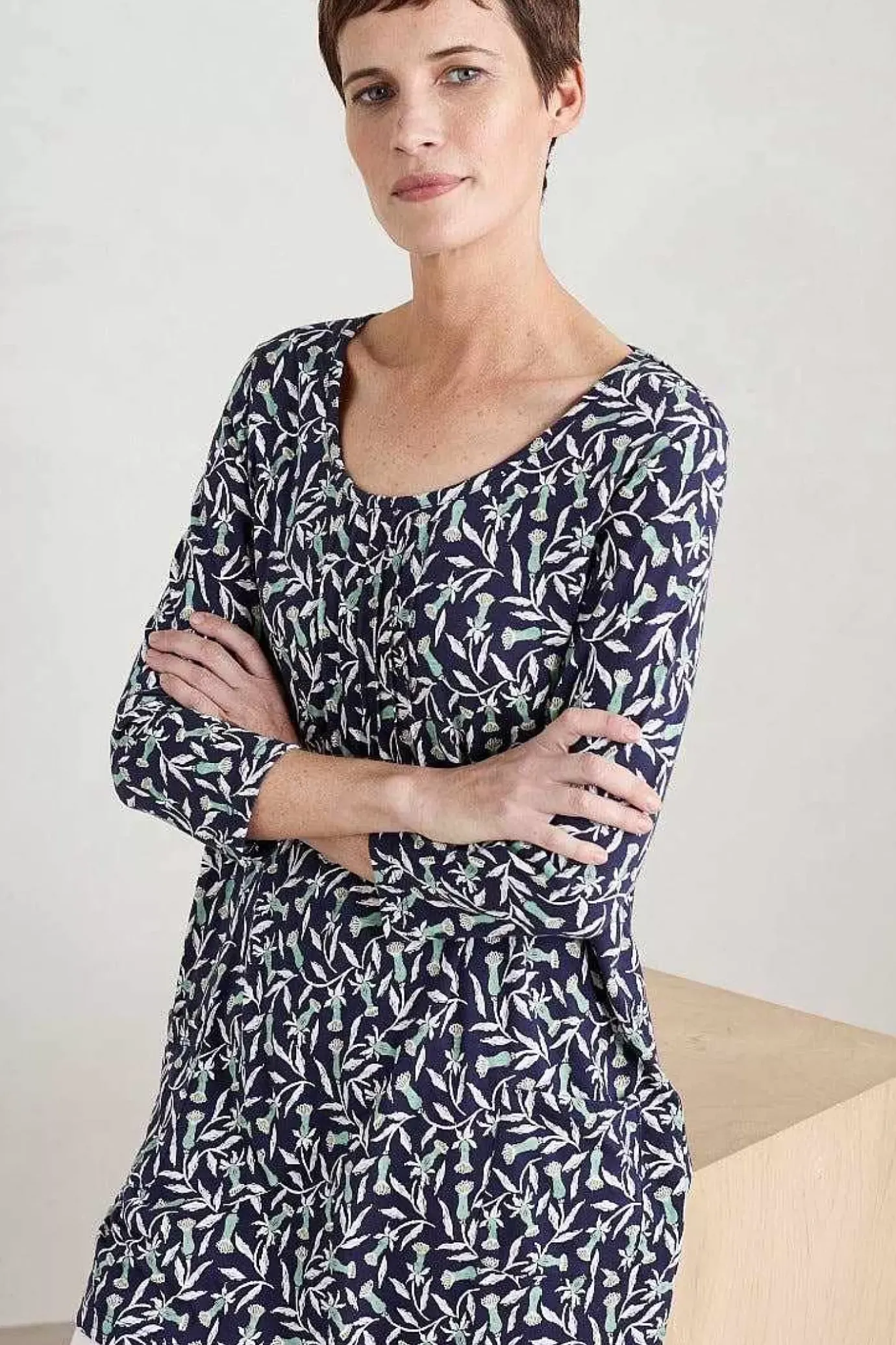 Seasalt Cornwall Busy Lizzy 3/4 Sleeve Slub Jersey Tunic<Women Tunics