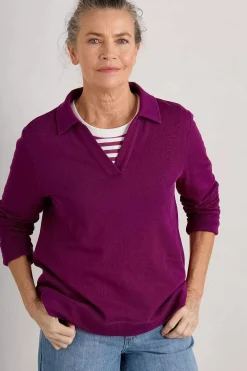 Seasalt Cornwall Clear Wing V-Neck Collared Sweatshirt<Women Tops
