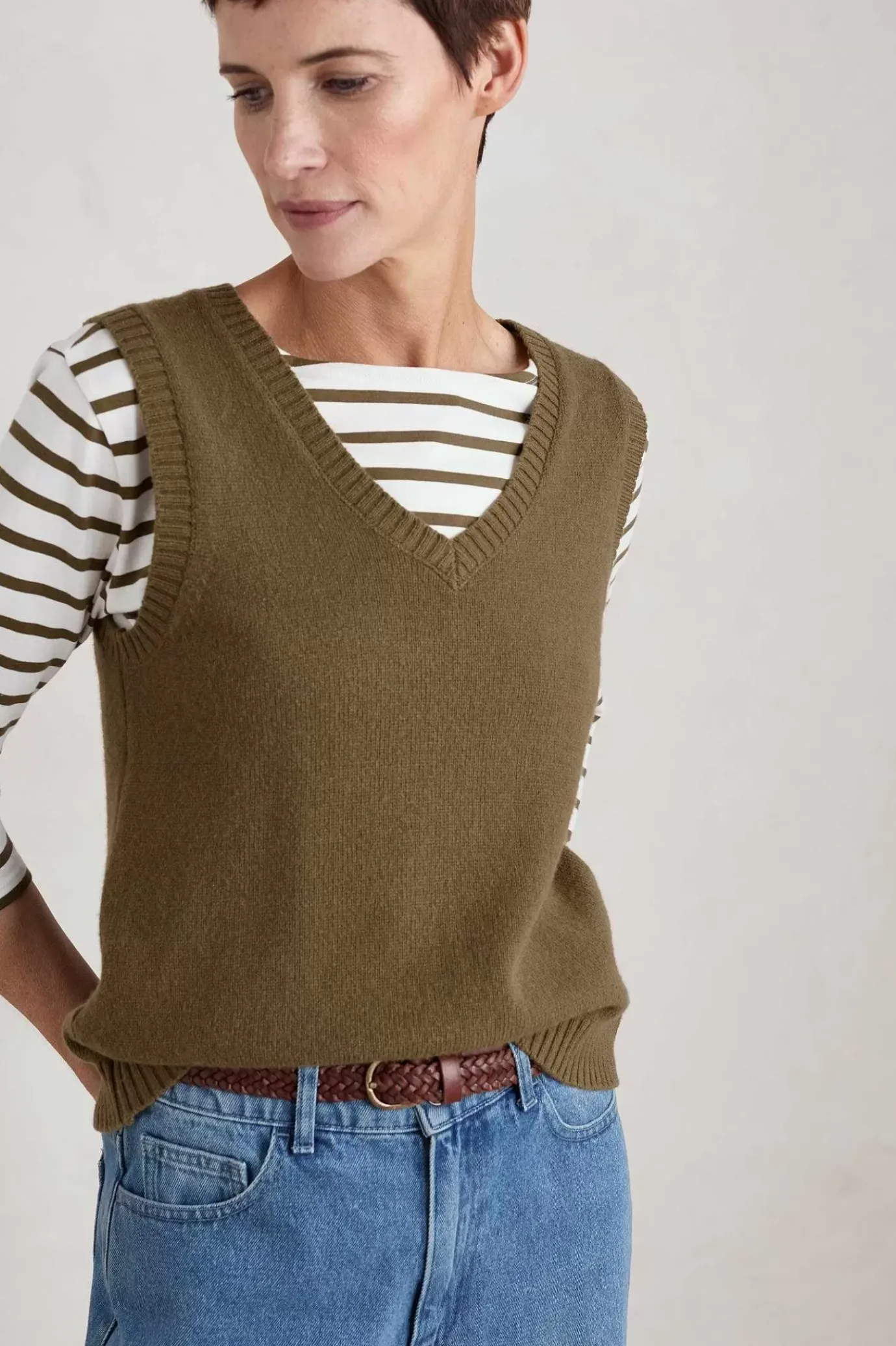 Seasalt Cornwall East View V-Neck Knitted Vest<Women Knitwear
