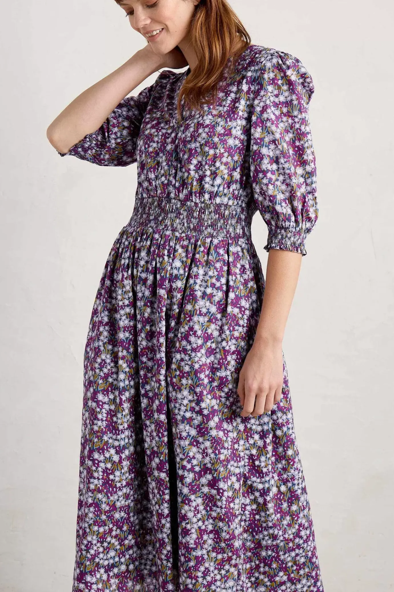 Seasalt Cornwall Fawn Organic Cotton Waisted Midi Dress<Women Dresses