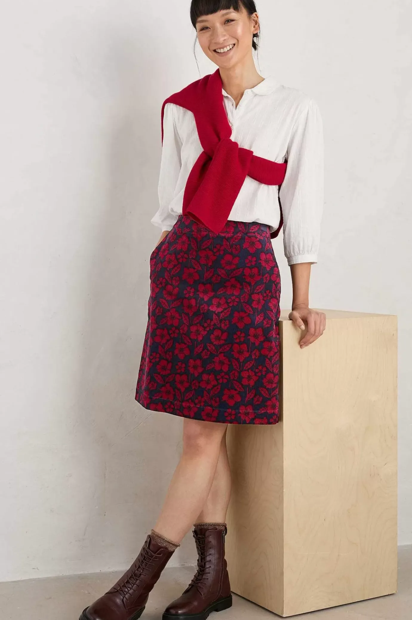 Seasalt Cornwall Ferry Crossing Needlecord Skirt<Women Skirts