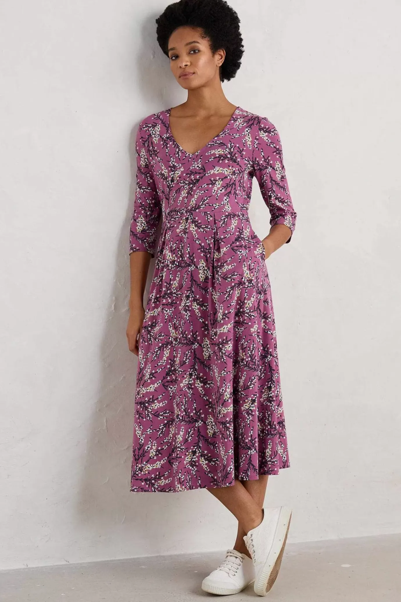 Seasalt Cornwall Helena V-Neck Jersey Midi Dress (Gots)<Women Dresses