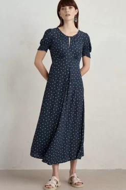 Seasalt Cornwall Marsh Violet Short Sleeve Empire Line Dress<Women Dresses