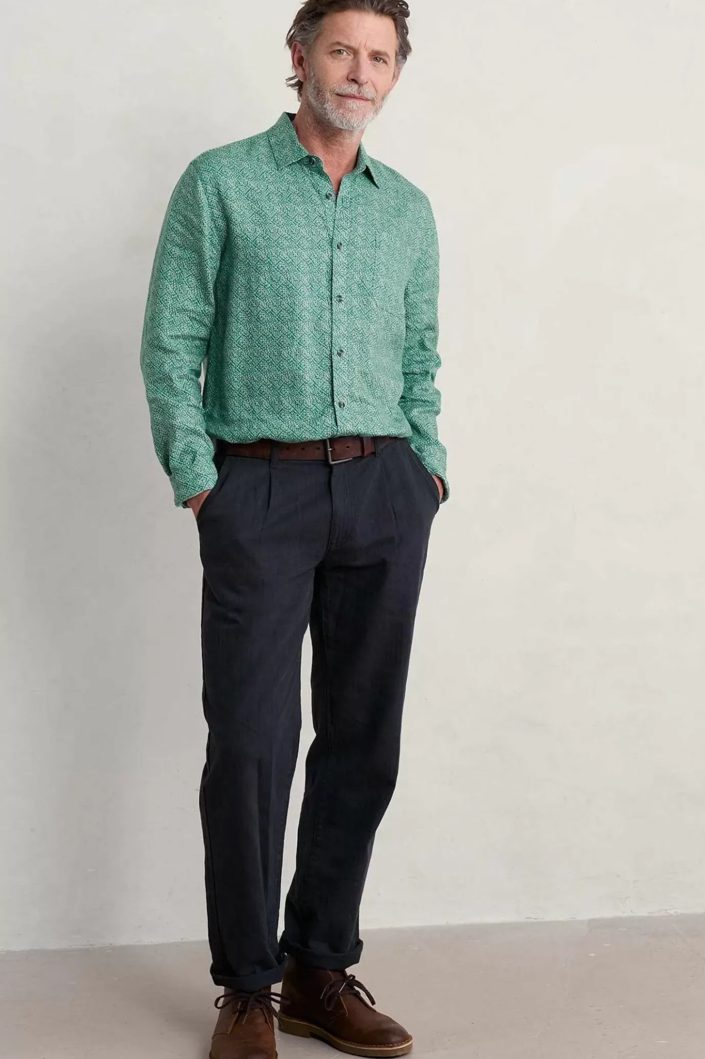 Seasalt Cornwall Men's Anthony Printed Linen Shirt<Men Shirts