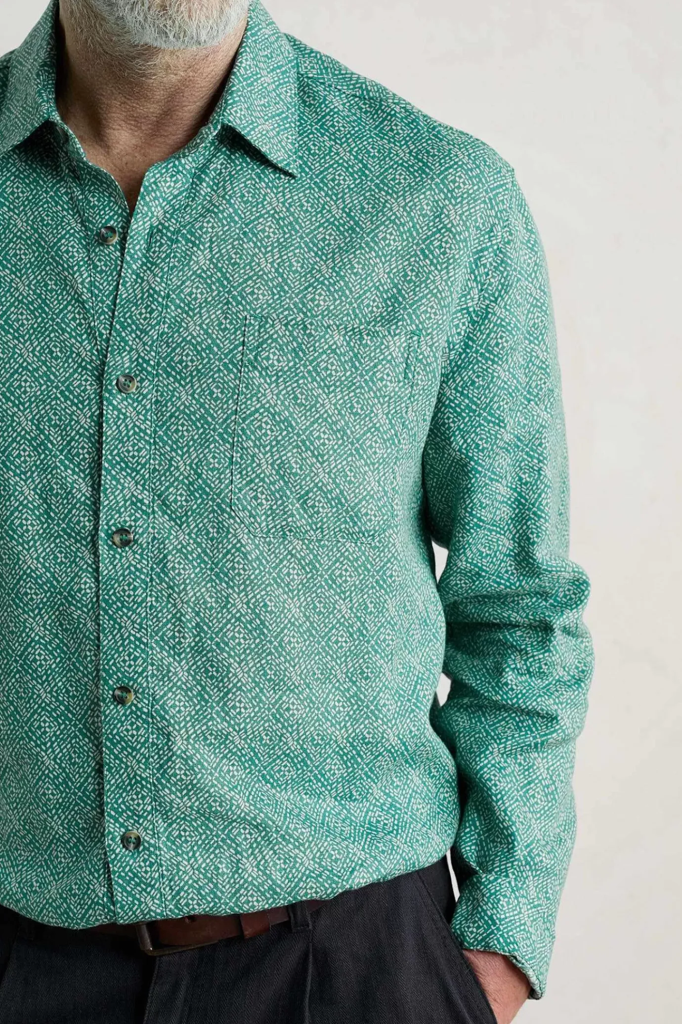Seasalt Cornwall Men's Anthony Printed Linen Shirt<Men Shirts