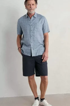 Seasalt Cornwall Men's Blue Heron Printed Short Sleeve Shirt<Men Tops & T-Shirts