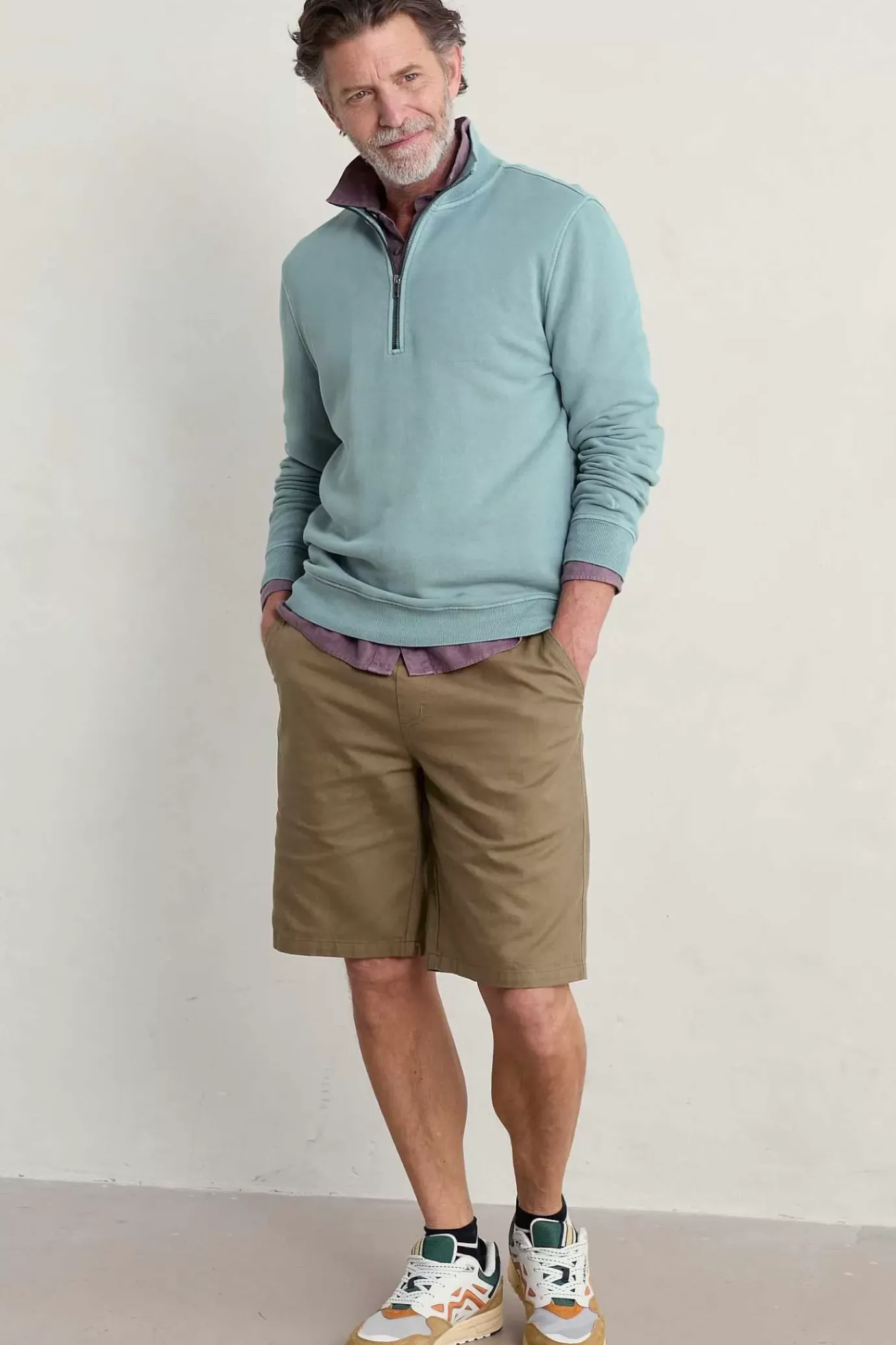 Seasalt Cornwall Men's Wood Moss Quarter Zip Sweatshirt<Men Tops & T-Shirts
