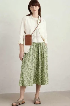 Seasalt Cornwall Ready Sail Printed Jersey Midi Skirt<Women Skirts