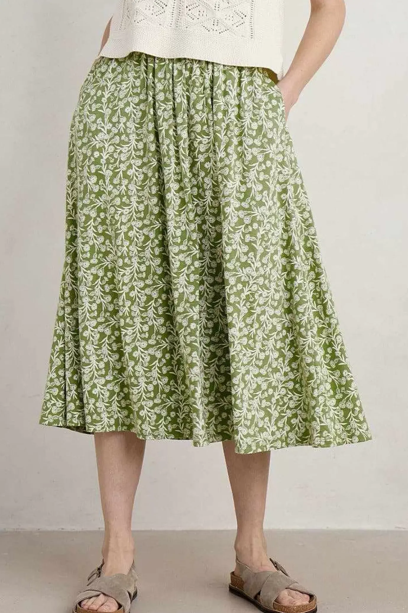 Seasalt Cornwall Ready Sail Printed Jersey Midi Skirt<Women Skirts