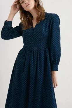 Seasalt Cornwall Rose Cottage Printed Cord Midi Dress<Women Dresses
