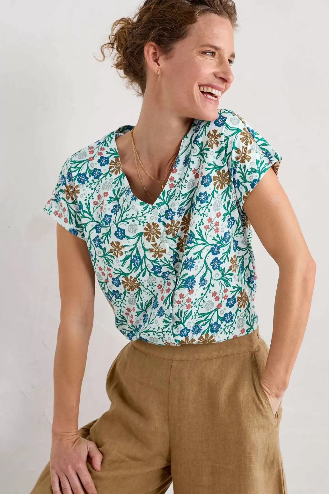 Seasalt Cornwall Studio Glass V-Neck Jersey Top<Women Tops