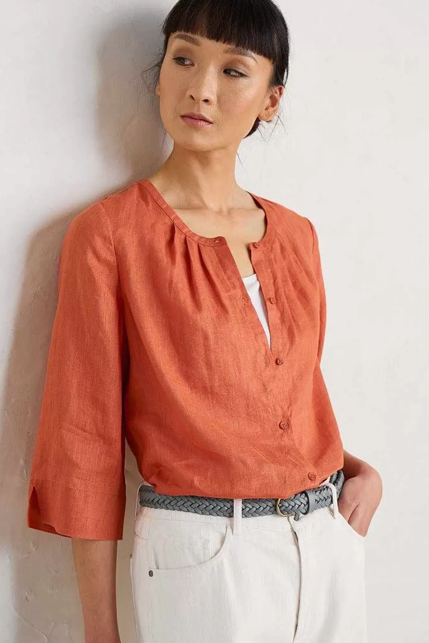 Seasalt Cornwall Wild Fennel Button Through Linen Top<Women Tops